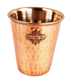 Handmade Pure Copper Hammered Design Jug Pitcher with Glass For Home, Hotel, Restaurant