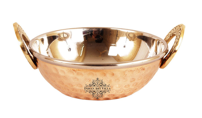 Pure Steel Copper Set of 4 Different Size Designer Kadai Wok Set