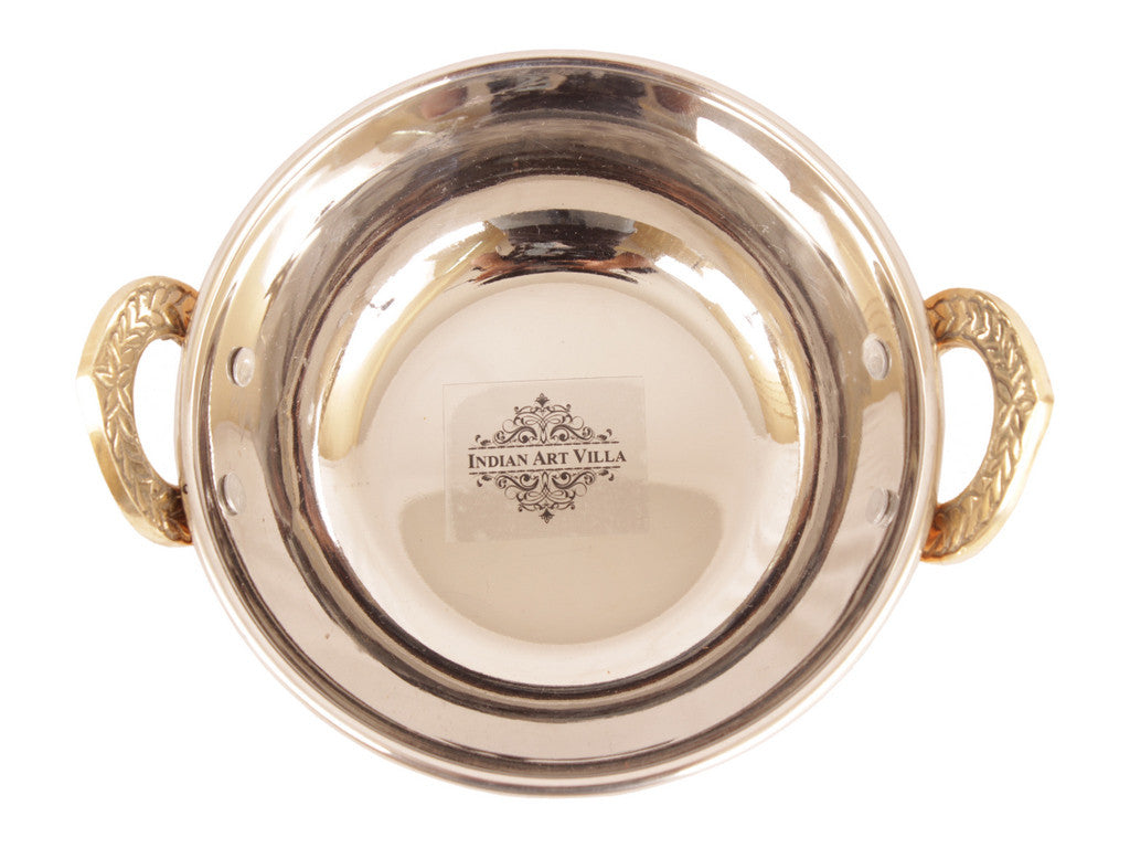 Pure Steel Copper Set of 4 Different Size Designer Kadai Wok Set