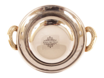 Pure Steel Copper Set of 4 Different Size Designer Kadai Wok Set