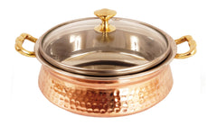Handcrafted Pure Steel Copper Set of 1 Tuffen Casserole with 1 Donga
