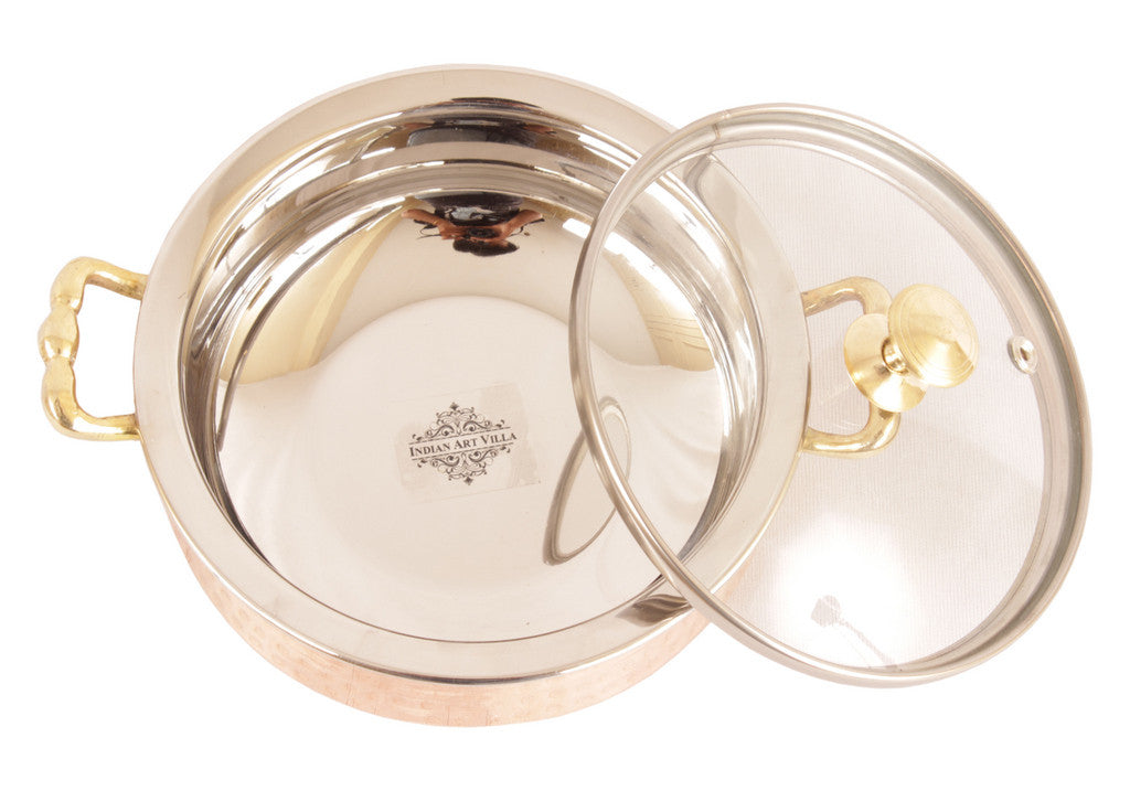 Handcrafted Pure Steel Copper Set of 1 Tuffen Casserole with 1 Donga