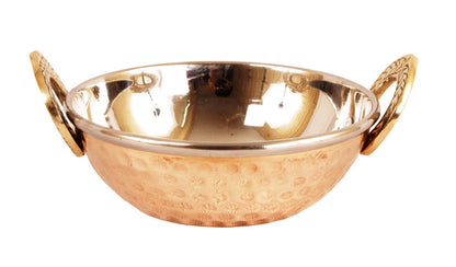 Handcrafted  Steel Copper Donga with Lid|Handi|Kadai|Tawa Serving Set