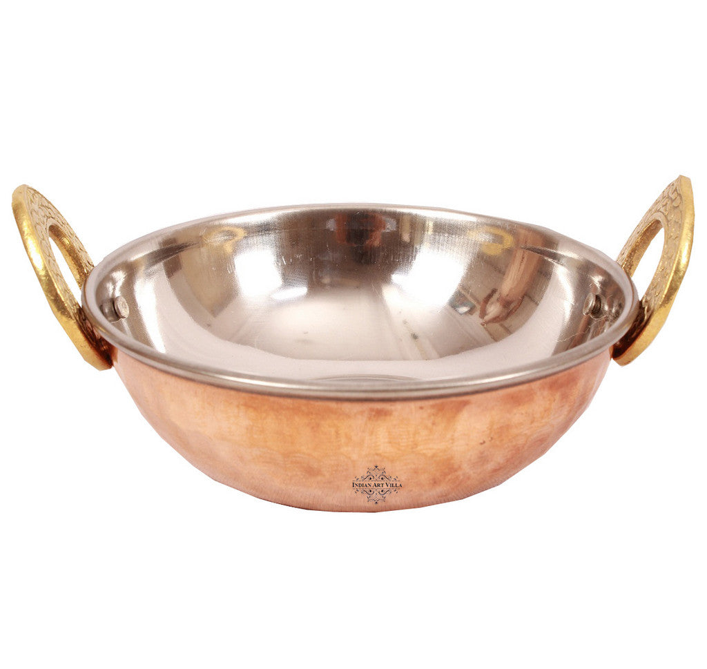 Pure Steel Copper Serving Set Bucket, Punjabi Handi, Kadai, Handi
