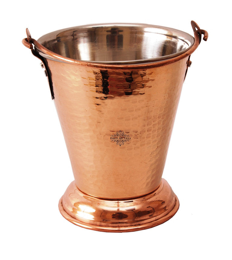 Pure Steel Copper Serving Set Bucket, Punjabi Handi, Kadai, Handi