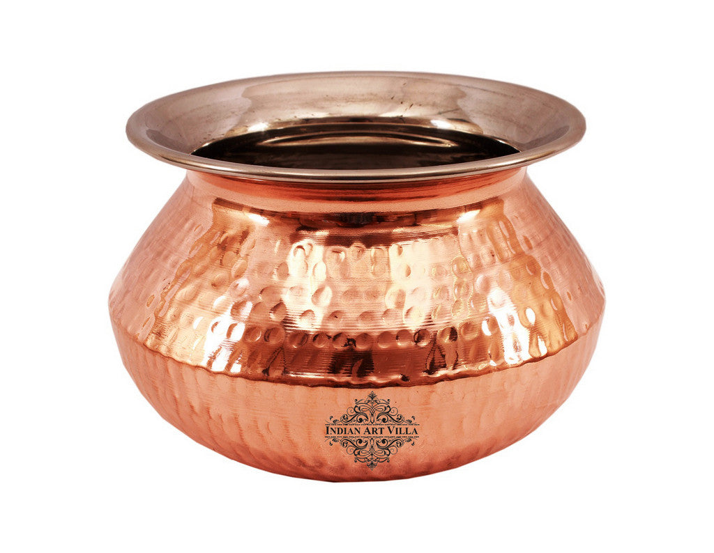 Pure Steel Copper Serving Set Bucket, Punjabi Handi, Kadai, Handi