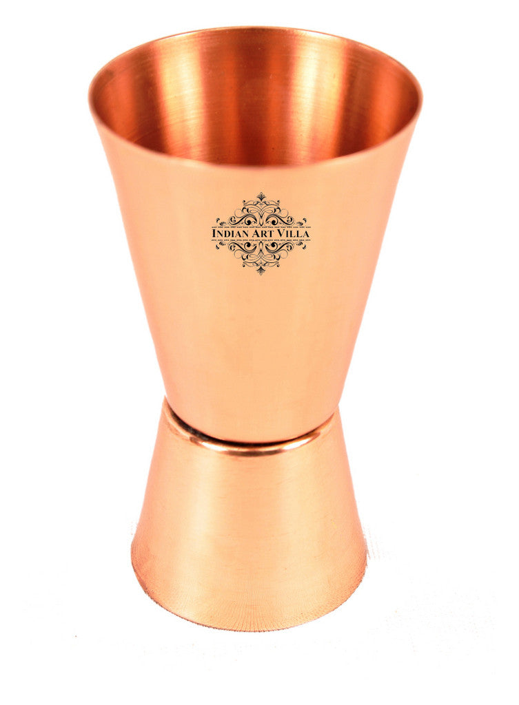 2 Brass Designer Beer Glass Tumbler with 2 Jigger Shot Glasses, Best for Beer Whisky Vodka Parties, , Set of 4