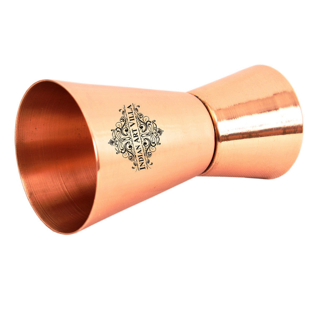 2 Brass Designer Beer Glass Tumbler with 2 Jigger Shot Glasses, Best for Beer Whisky Vodka Parties, , Set of 4