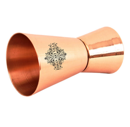 2 Brass Designer Beer Glass Tumbler with 2 Jigger Shot Glasses, Best for Beer Whisky Vodka Parties, , Set of 4