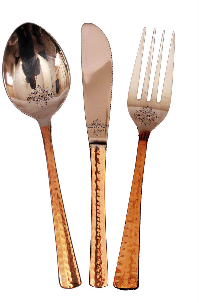 Pure Steel Copper Cutlery Set 1 Spoon|1 Fork| 1 Knife