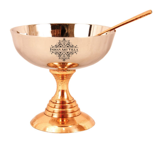 Pure Steel Copper Desert Bowl with Spoons & Hammered Tray