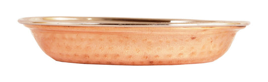 Handmade Pure Steel Copper Serving Set of 1 Platter with 1 Spoon, Tableware, Serveware