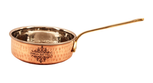 Handmade Pure Steel Copper Set of 2 Hammered Design Serving Fry Pan