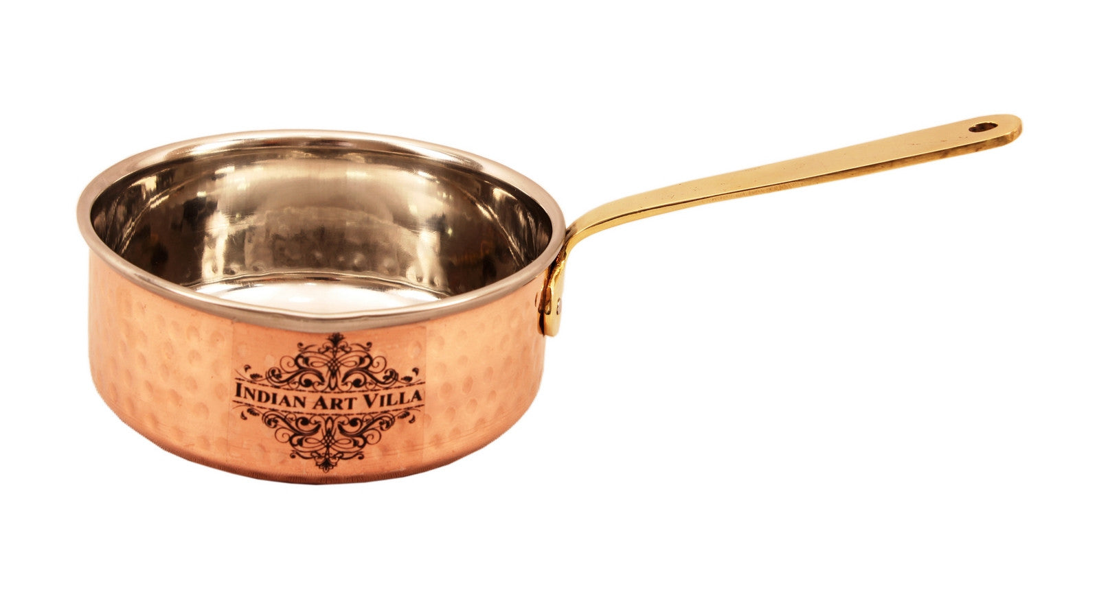 Handmade Pure Steel Copper Set of 2 Hammered Design Serving Fry Pan