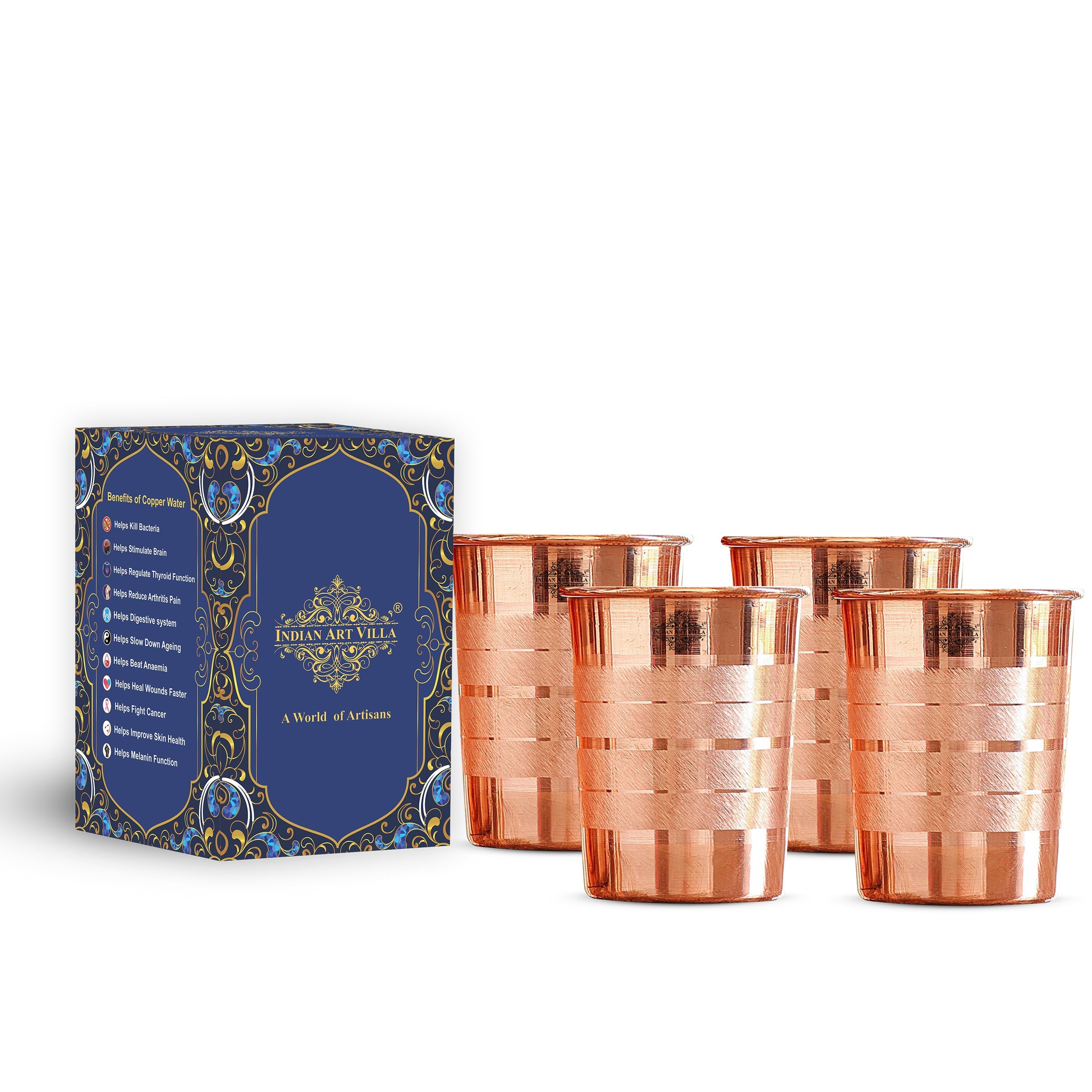 Pure Copper Diamond | Hammered | Shine Finish | Luxury Glasses-275 ML