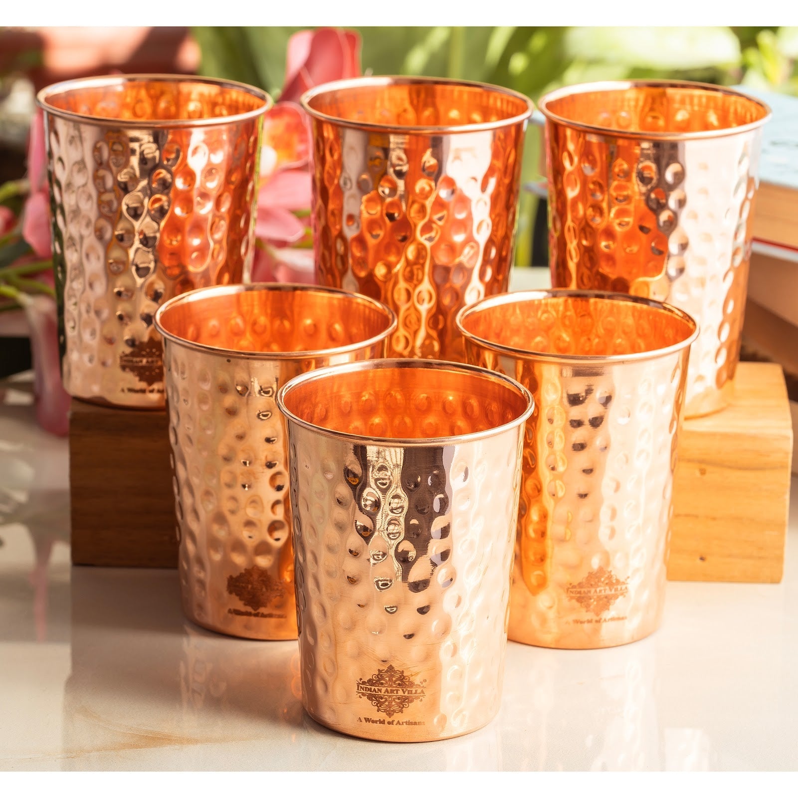 Pure Copper Diamond | Hammered | Shine Finish | Luxury Glasses-275 ML