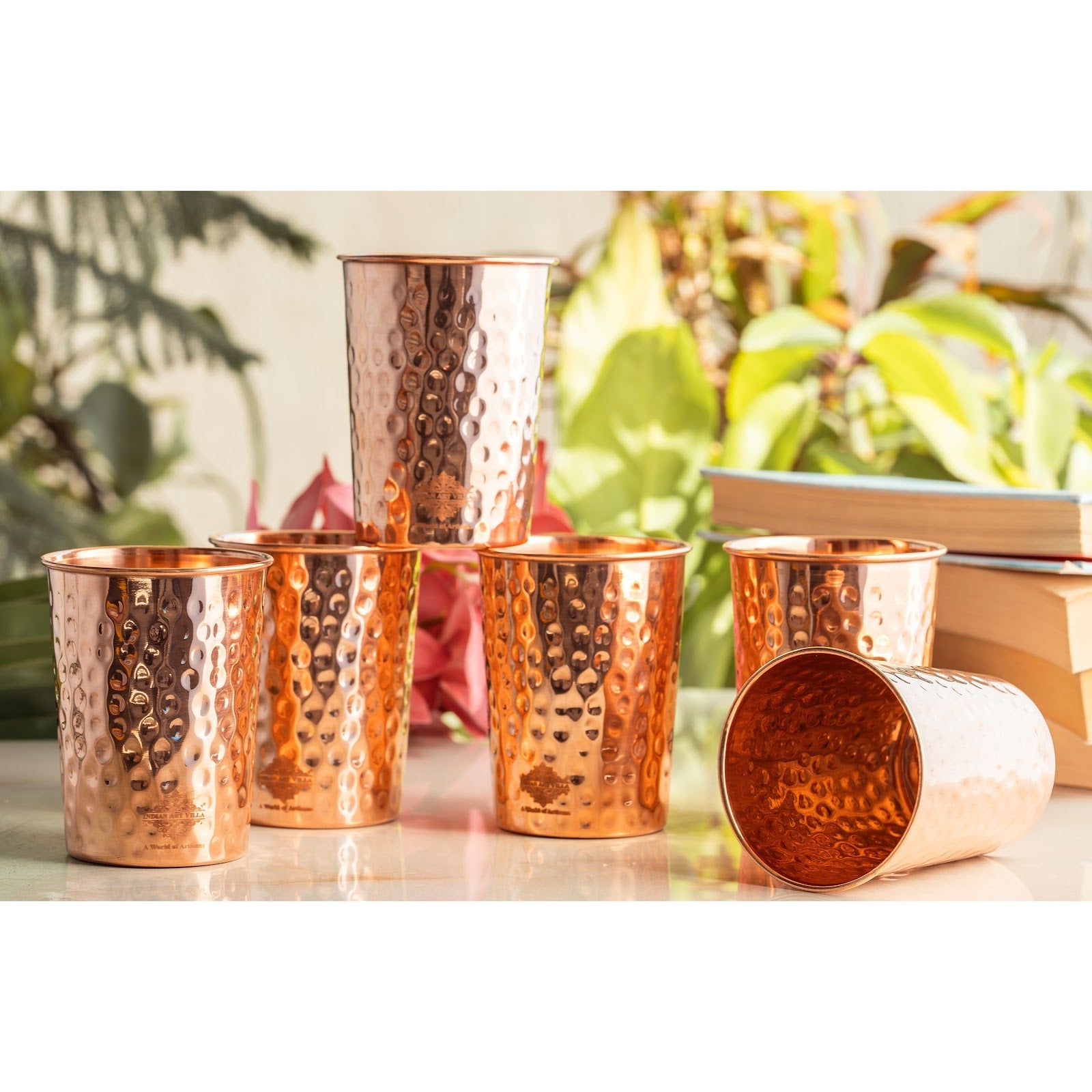 Pure Copper Diamond | Hammered | Shine Finish | Luxury Glasses-275 ML