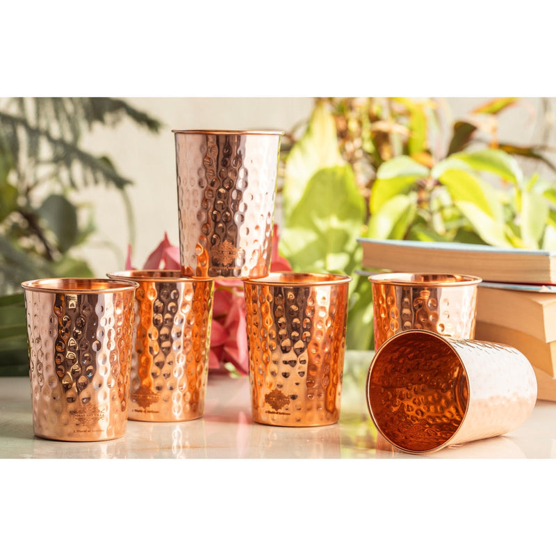 Pure Copper Diamond | Hammered | Shine Finish | Luxury Glasses-275 ML