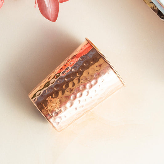Pure Copper Diamond | Hammered | Shine Finish | Luxury Glasses-275 ML