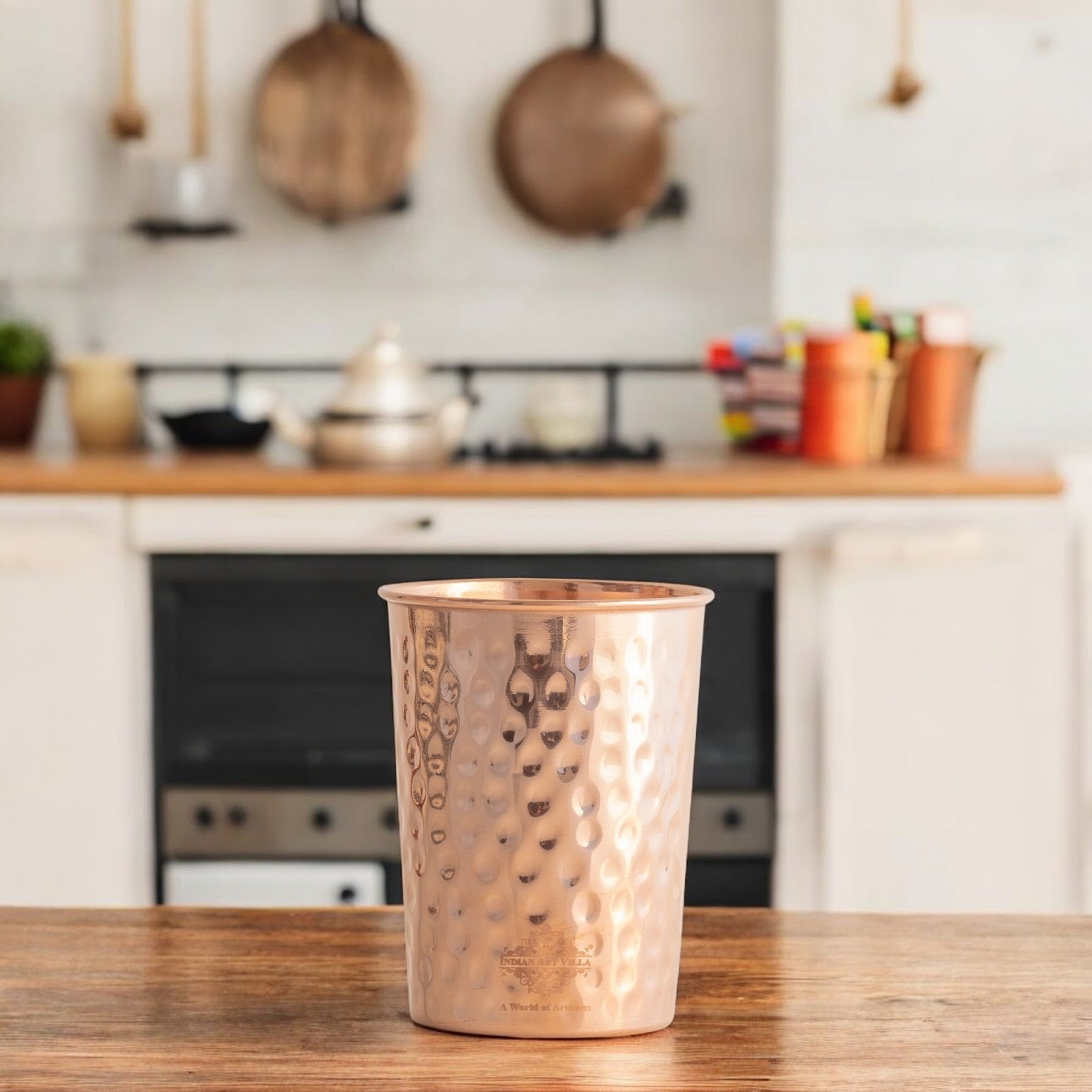 Pure Copper Diamond | Hammered | Shine Finish | Luxury Glasses-275 ML