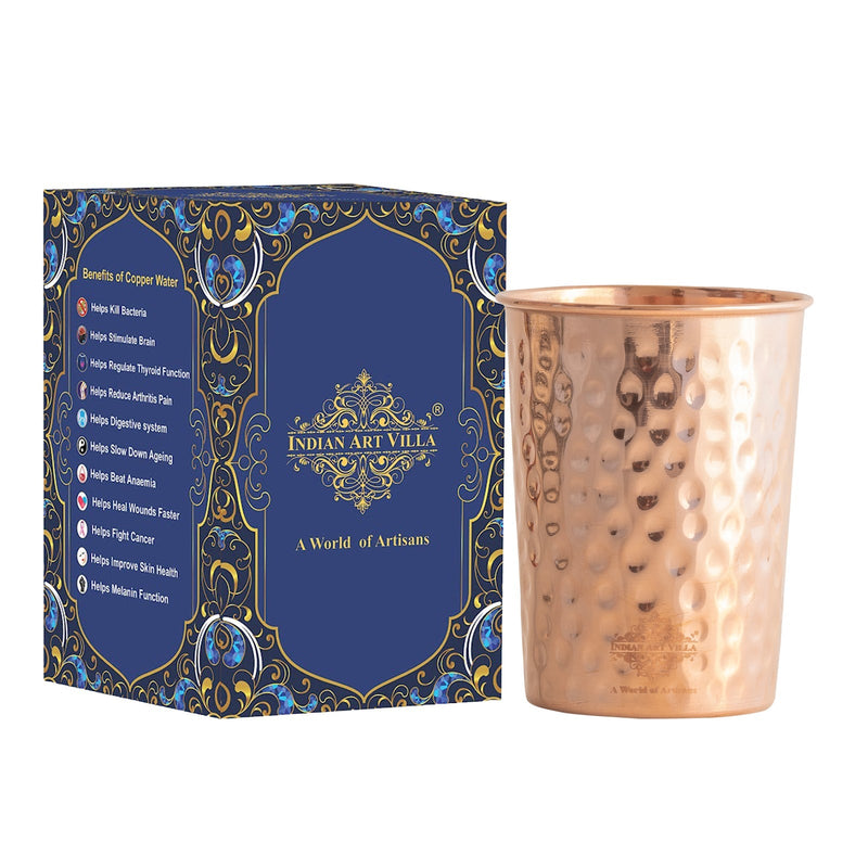 Pure Copper Diamond | Hammered | Shine Finish | Luxury Glasses-275 ML