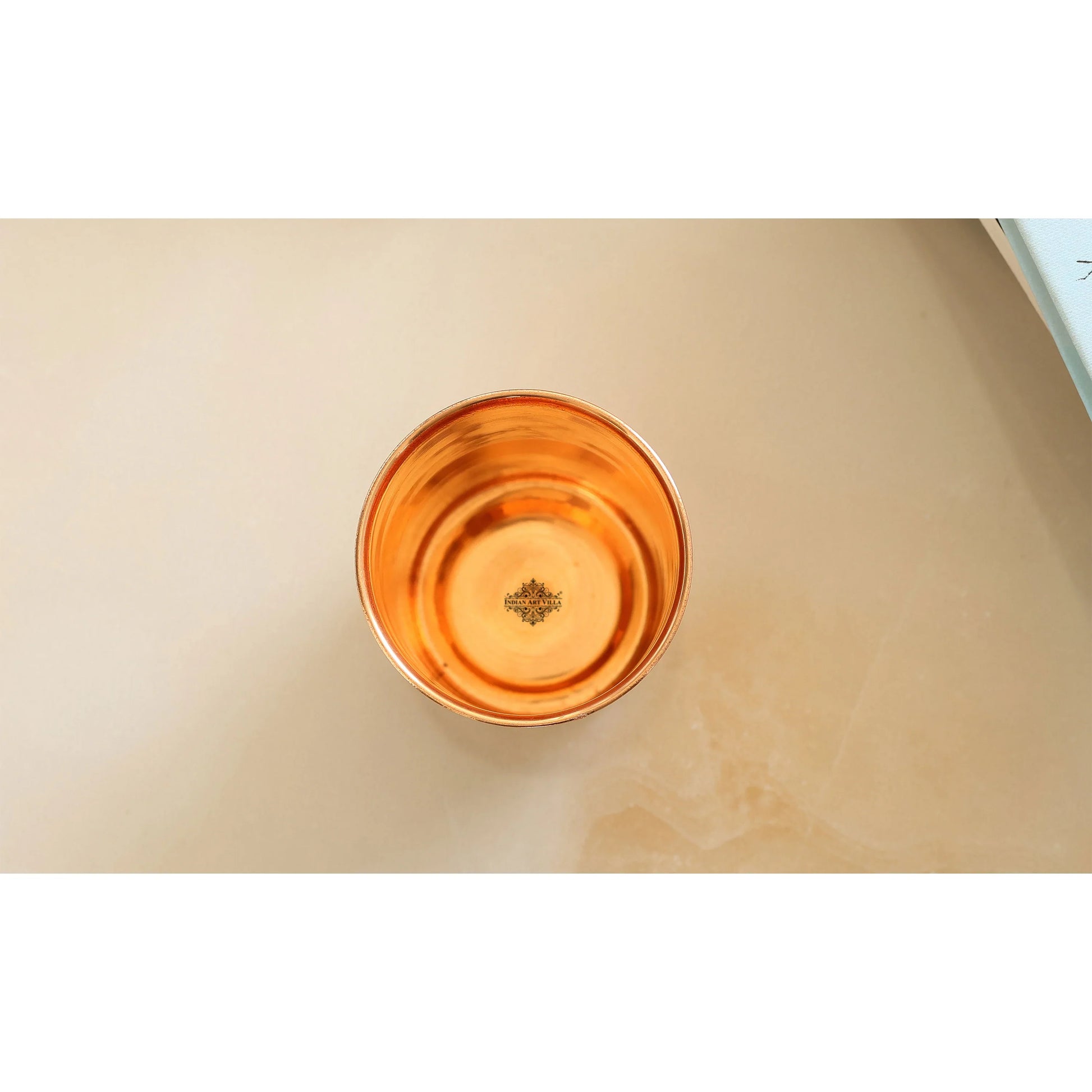 Pure Copper Embossed & Plain Glass with Lid 300ml