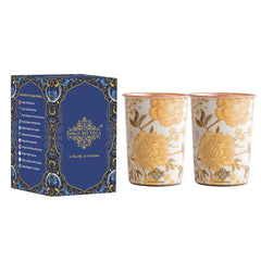 Pure Copper Gold Flower Print Glass – 275 ML