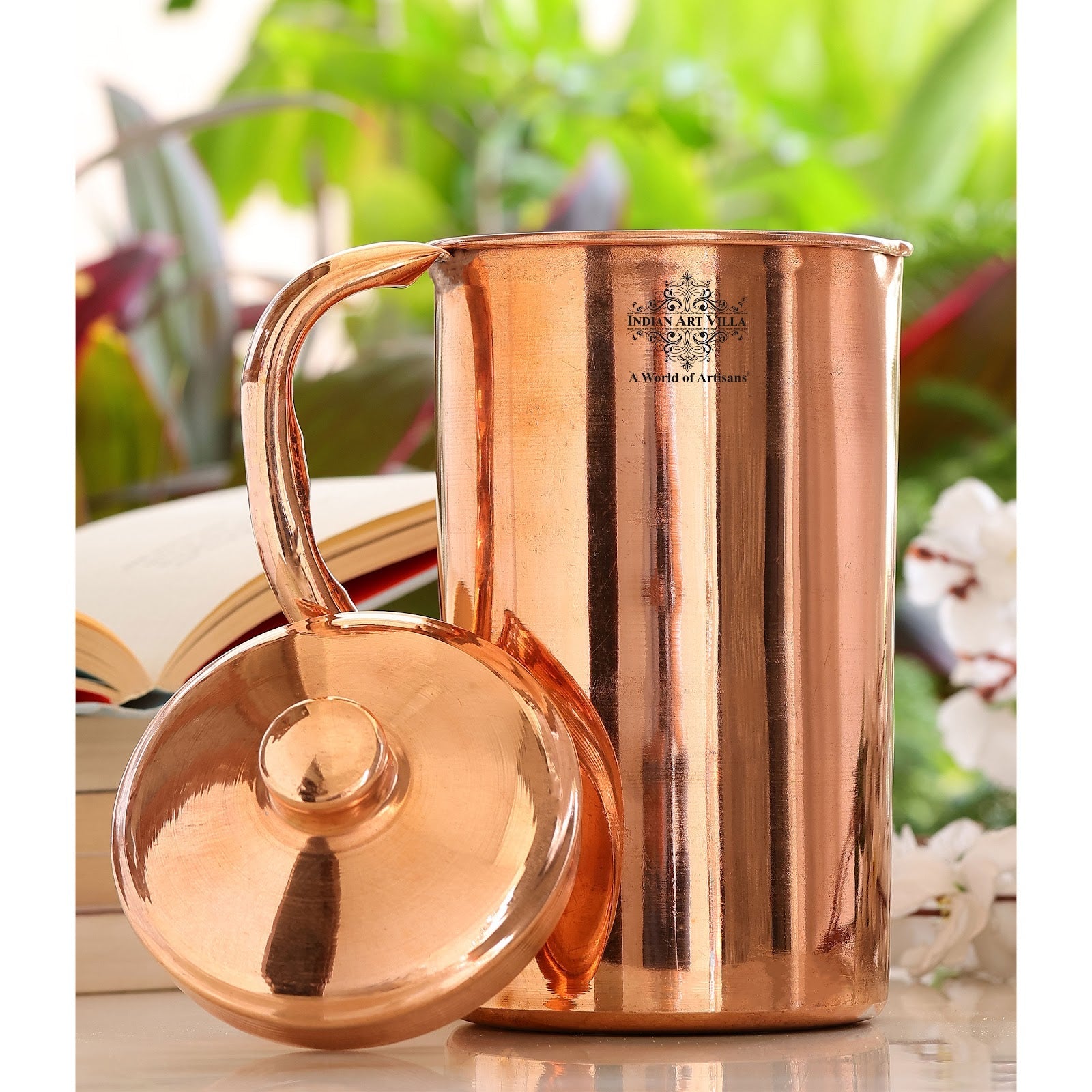 Pure Copper Hammered & Plain Designer Jug With Lid