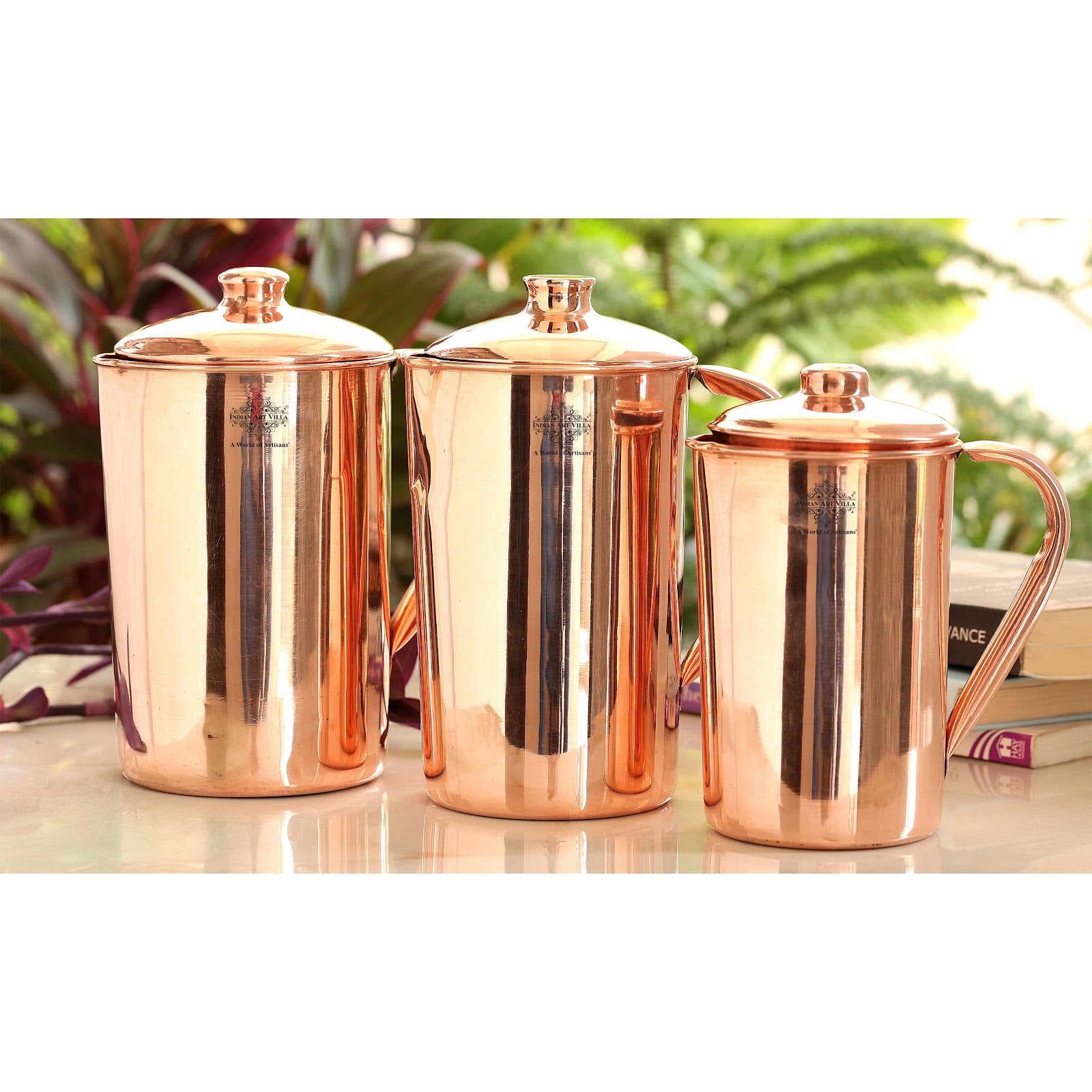 Pure Copper Hammered & Plain Designer Jug With Lid