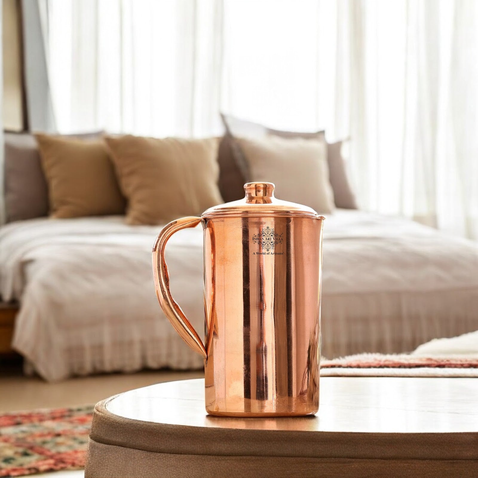 Pure Copper Hammered & Plain Designer Jug With Lid