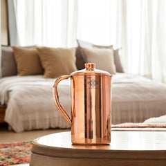 Pure Copper Hammered & Plain Designer Jug With Lid