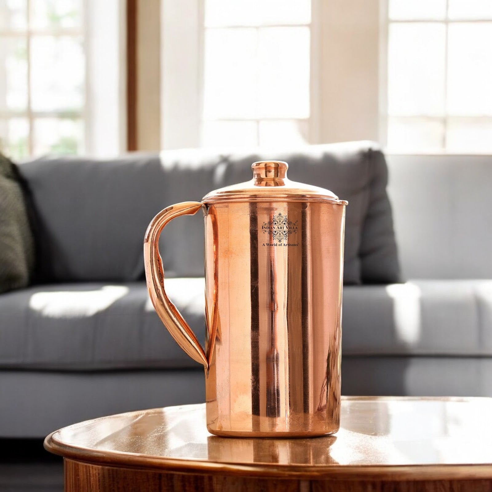 Pure Copper Hammered & Plain Designer Jug With Lid