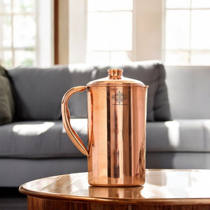Pure Copper Hammered & Plain Designer Jug With Lid