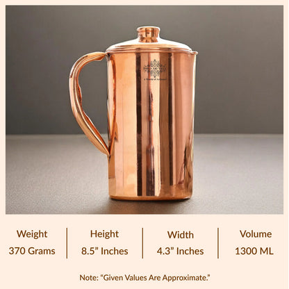 Pure Copper Hammered & Plain Designer Jug With Lid