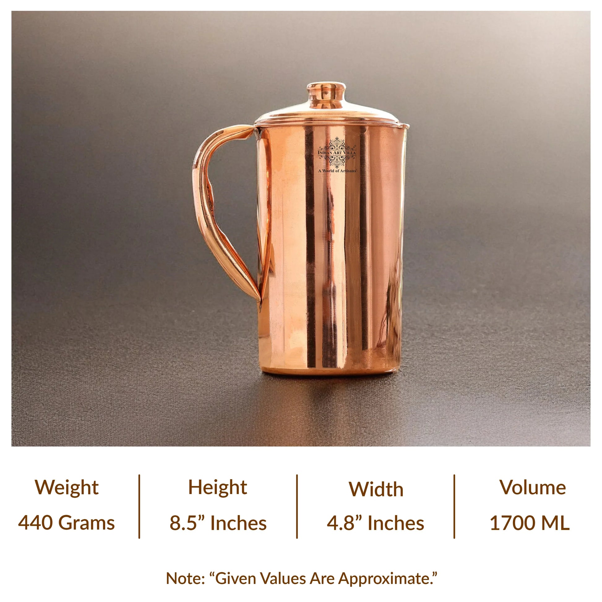 Pure Copper Hammered & Plain Designer Jug With Lid