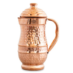 Pure Copper Hammered Maharaja Style Jug With Lid