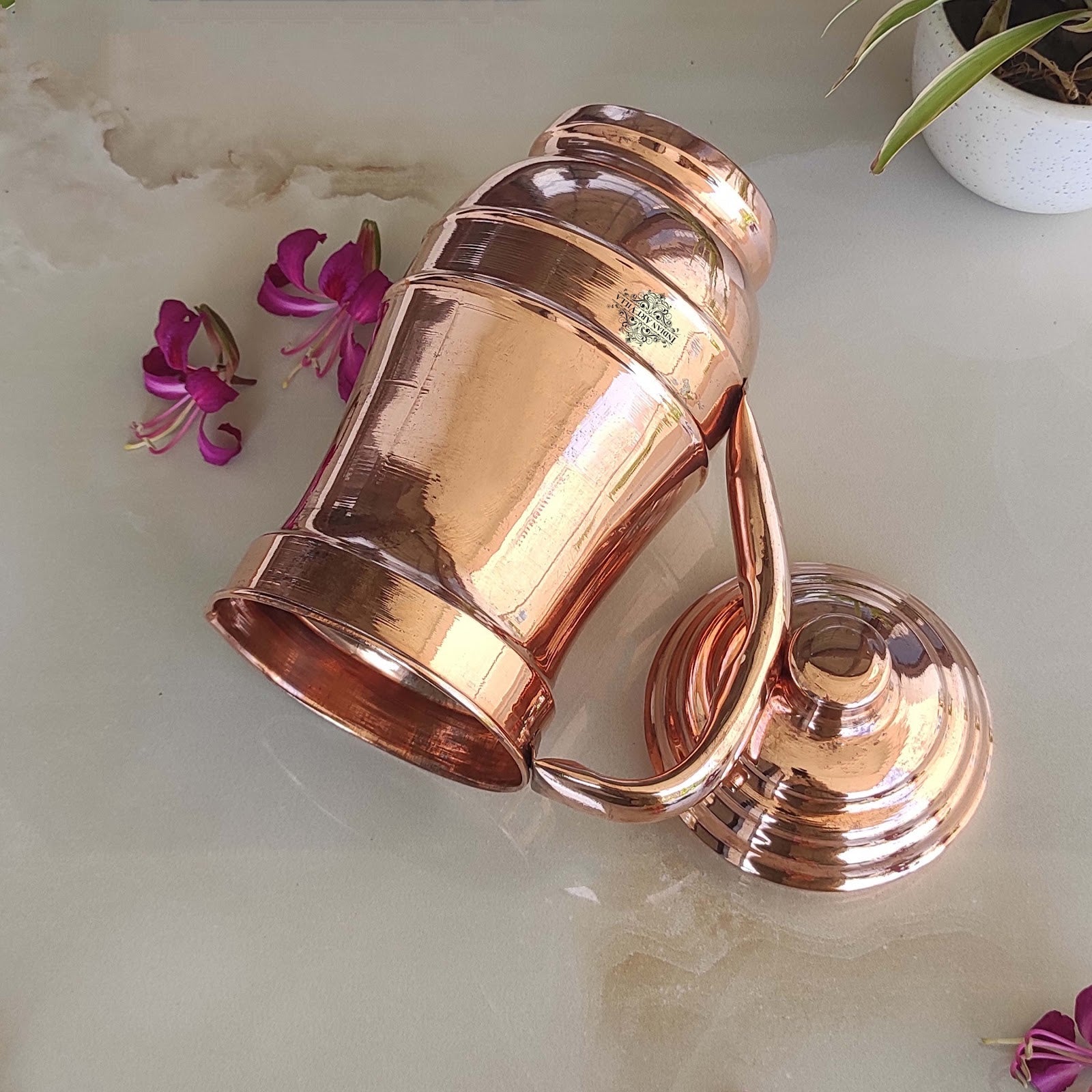 Pure Copper Hammered Maharaja Style Jug With Lid