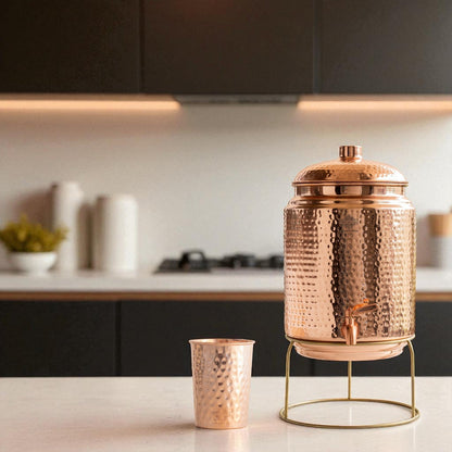 Pure Copper With Hammered Design Water Pot
