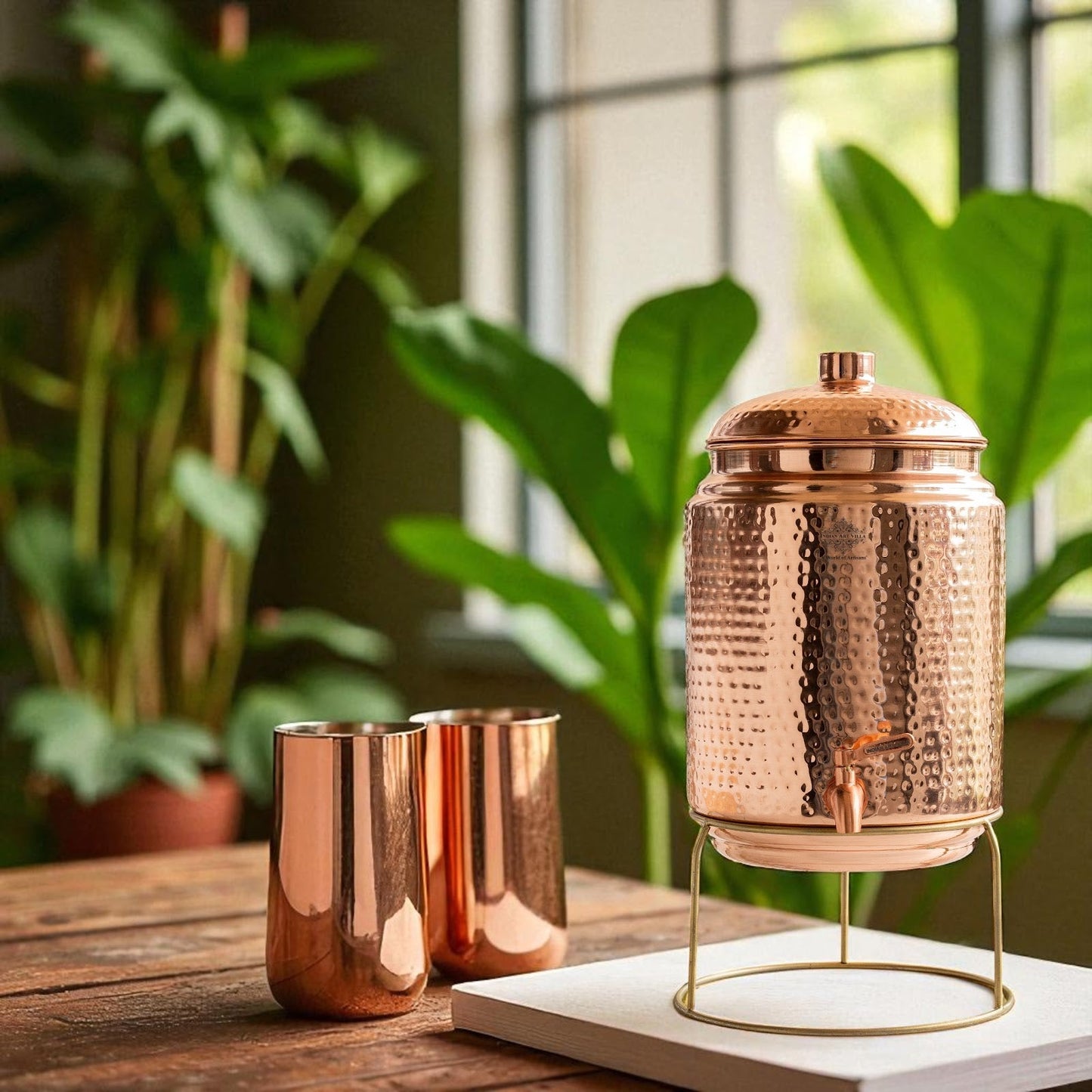 Pure Copper With Hammered Design Water Pot