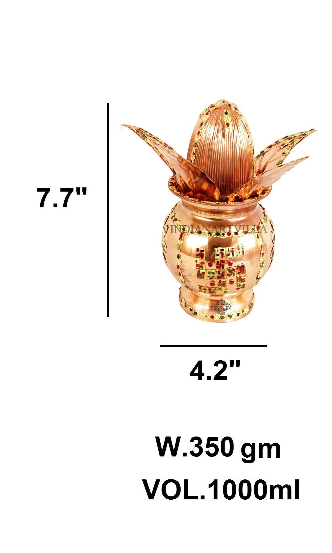 Pure Copper Decorative Mangal Kalash With Coconut