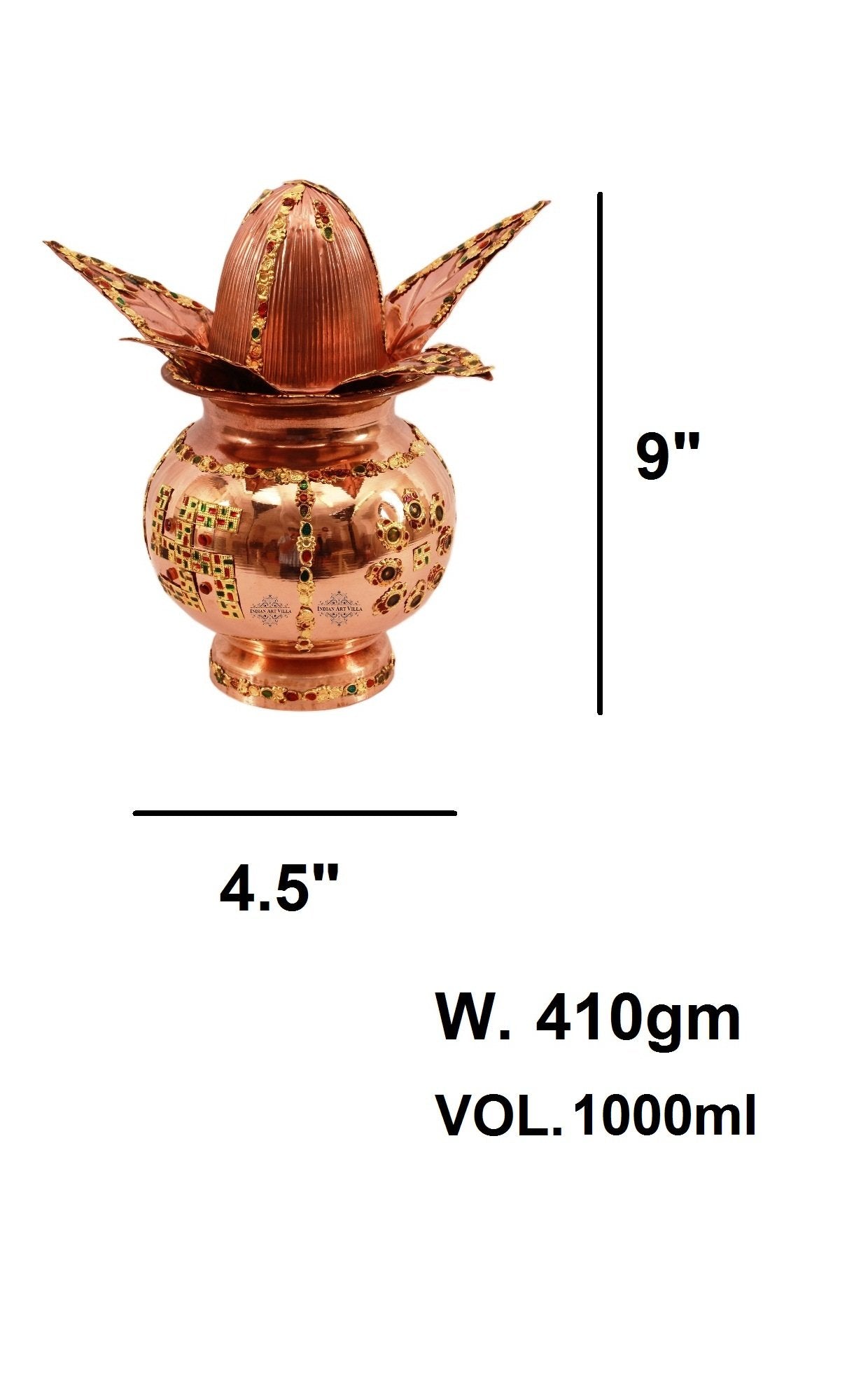 Pure Copper Decorative Mangal Kalash With Coconut
