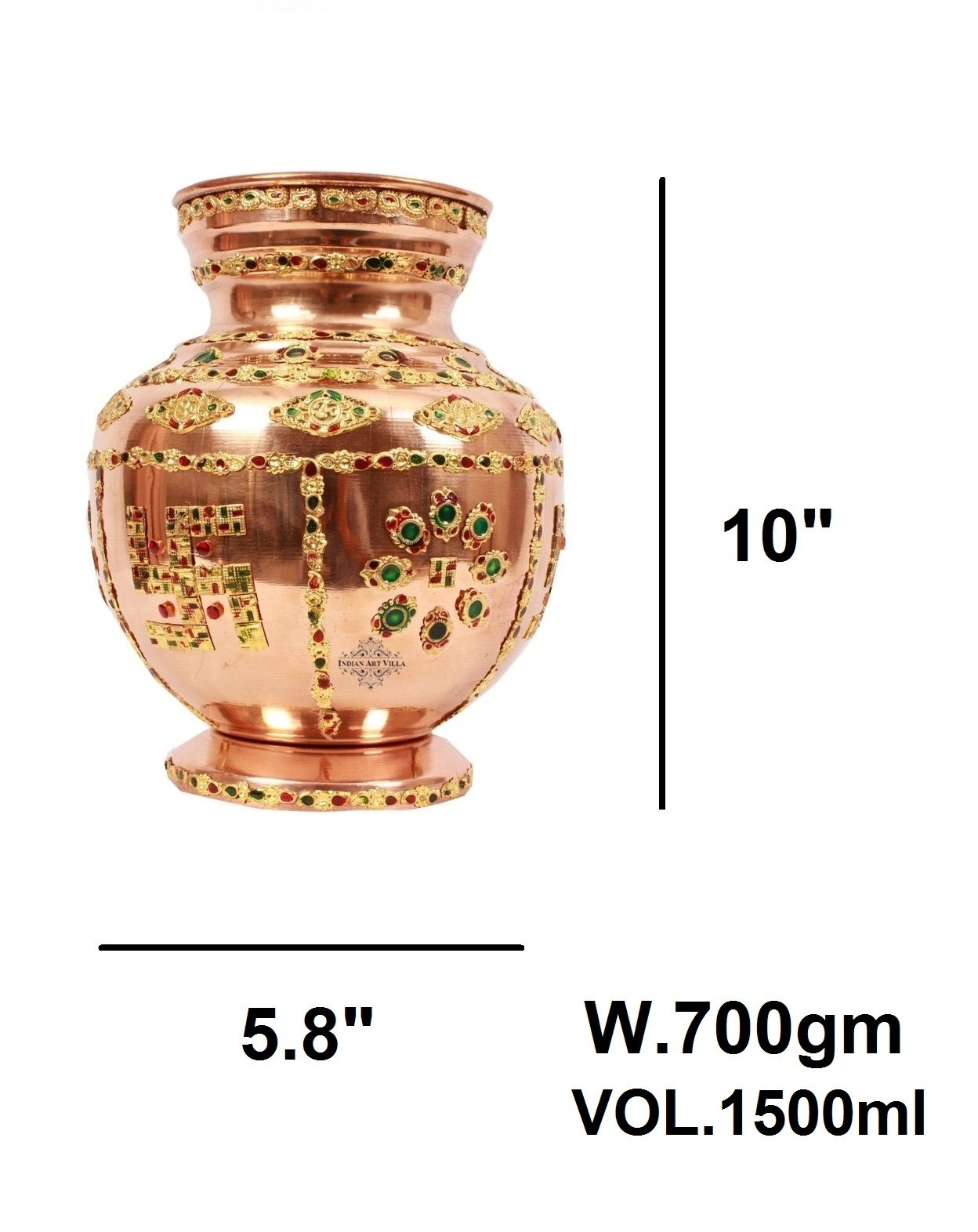 Pure Copper Decorative Mangal Kalash With Coconut