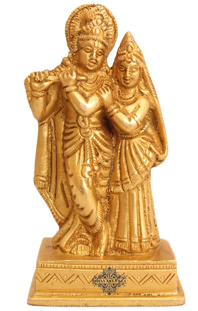 Brass Radhey-Krishan Ji Set - 10.16 cm Height