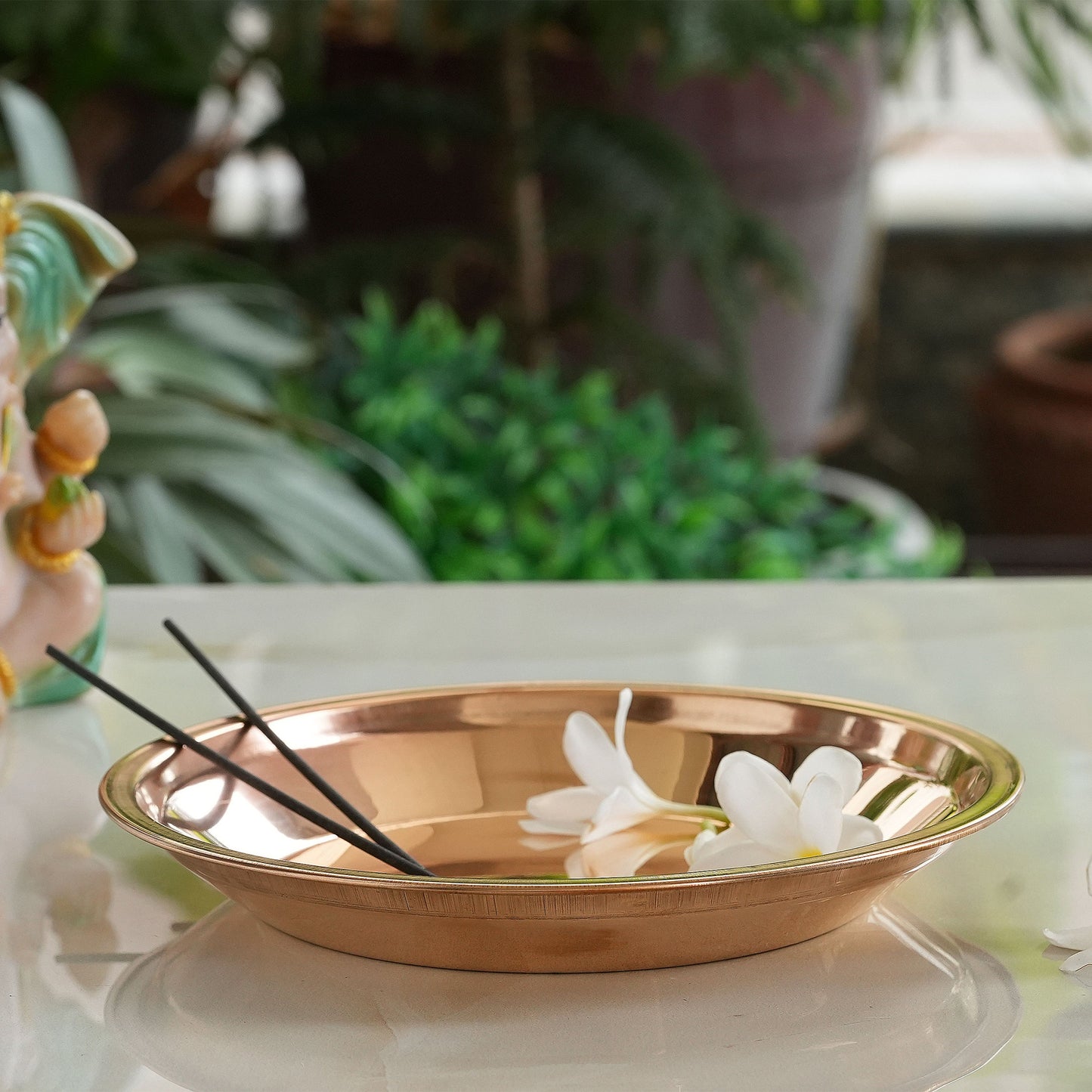 Pure Copper Plain Design Pooja Worship Thali Plate