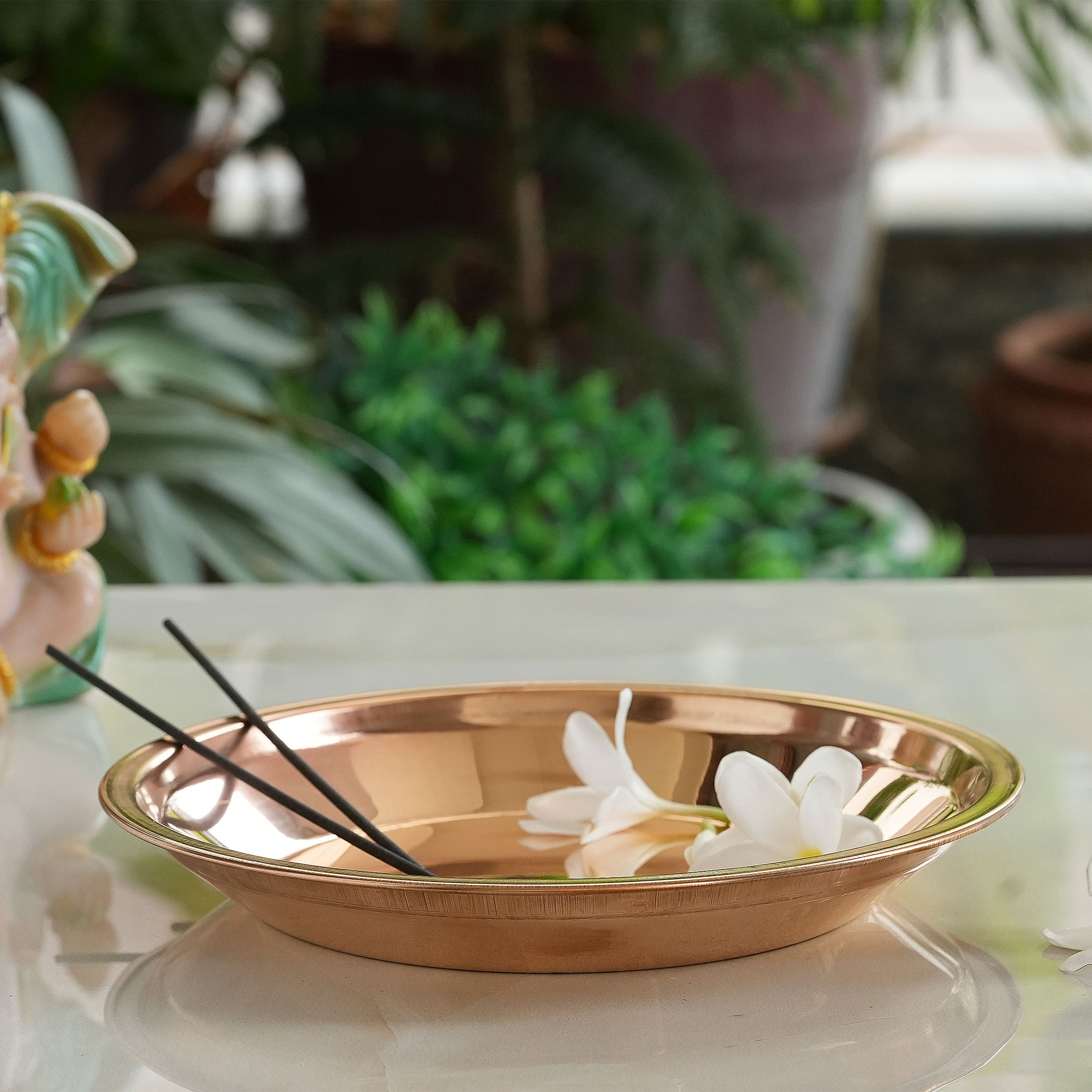 Pure Copper Plain Design Pooja Worship Thali Plate