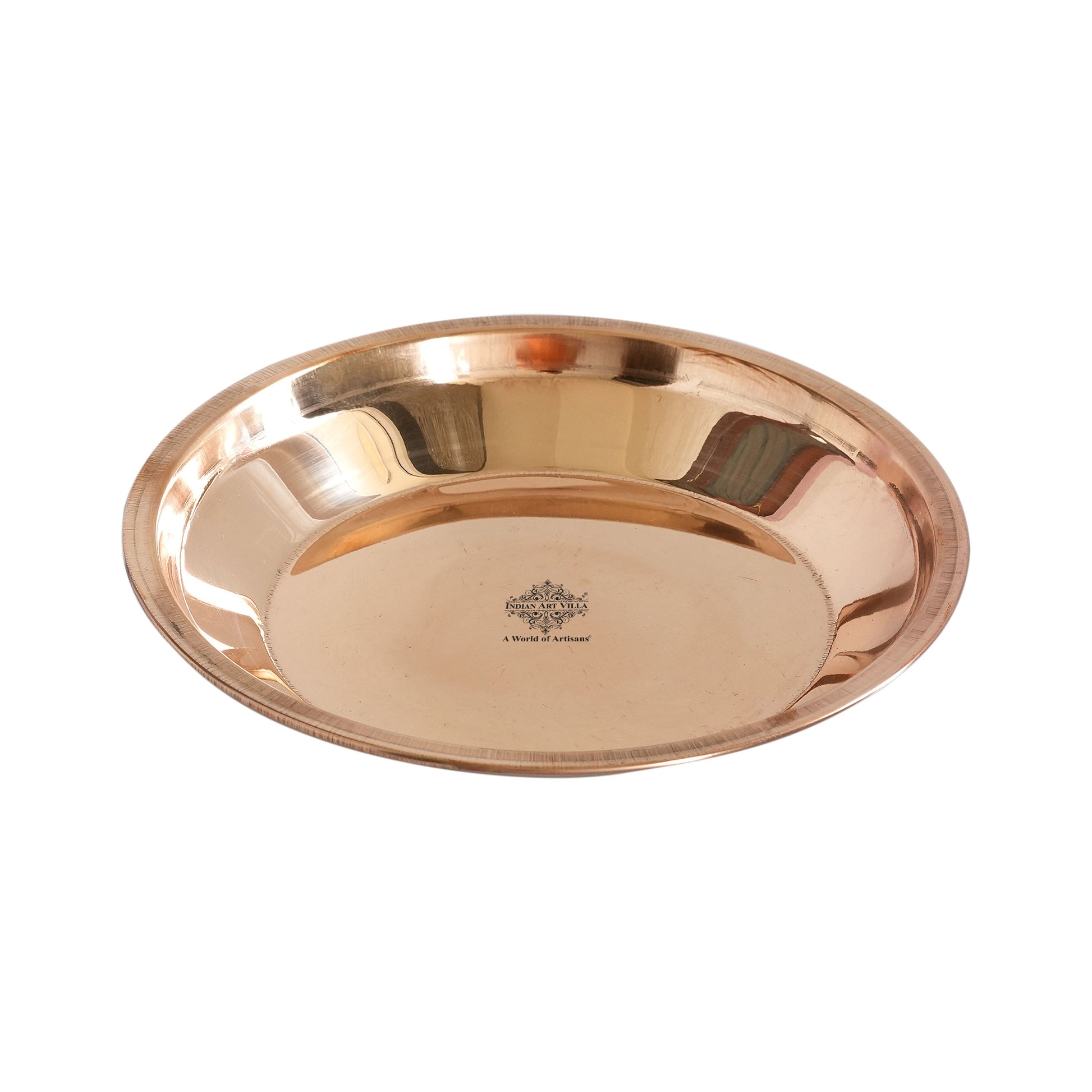 Pure Copper Plain Design Pooja Worship Thali Plate