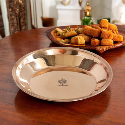 Pure Copper Plain Design Pooja Worship Thali Plate