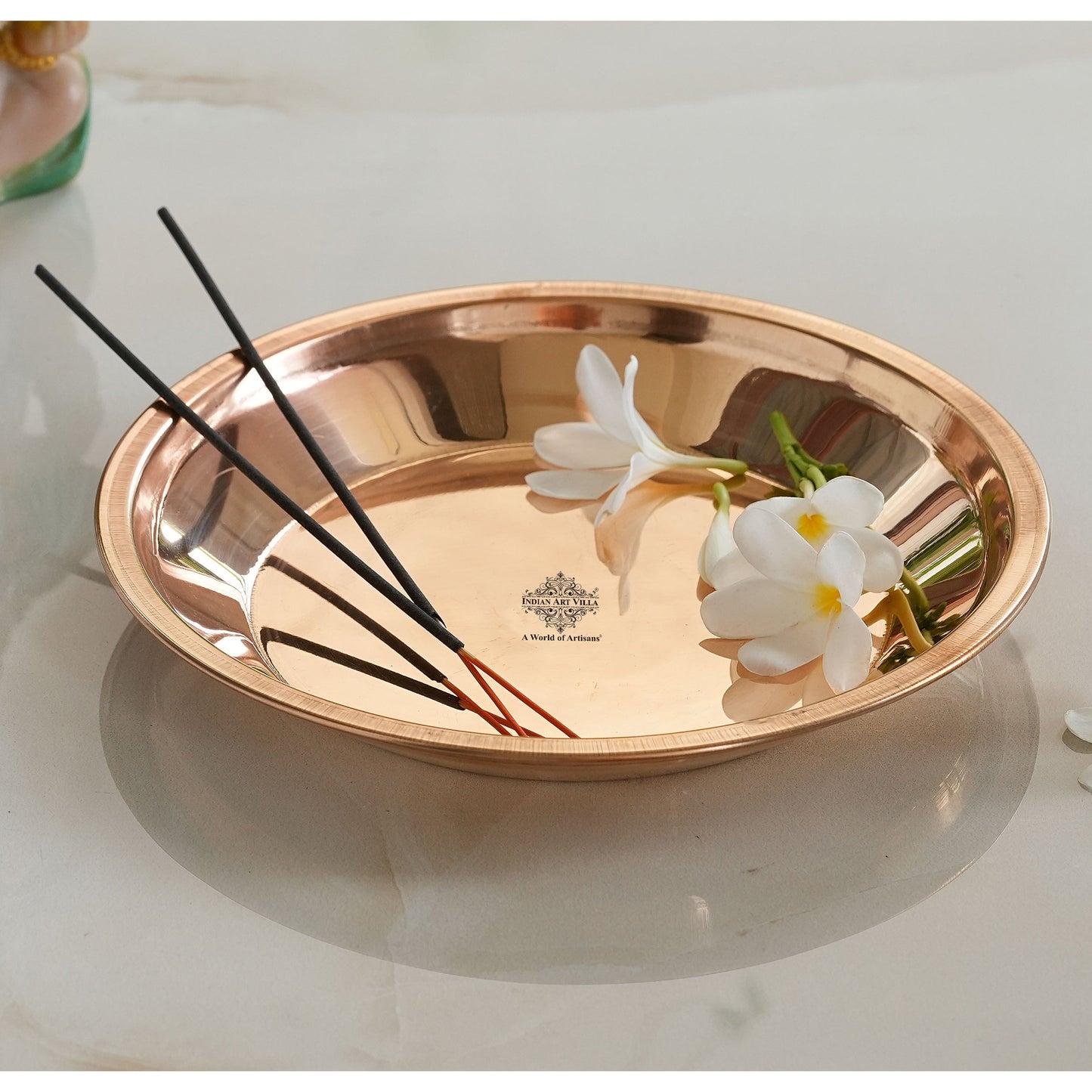 Pure Copper Plain Design Pooja Worship Thali Plate