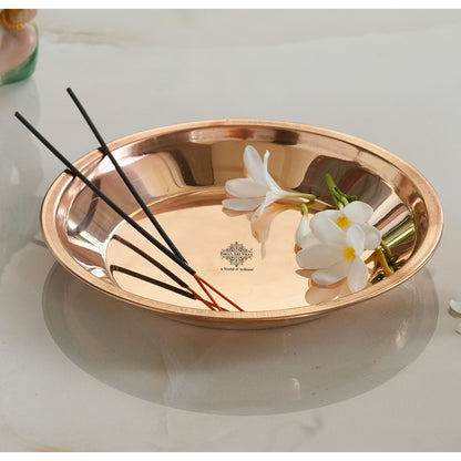 Pure Copper Plain Design Pooja Worship Thali Plate