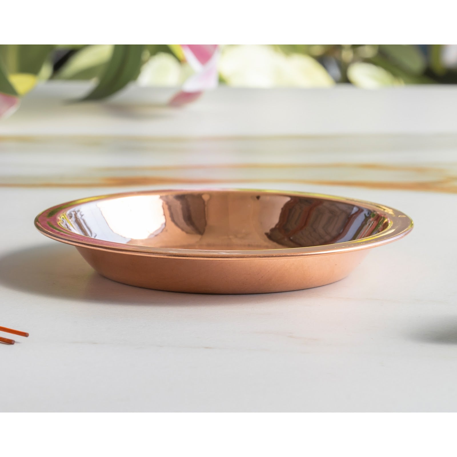 Pure Copper Plain Design Pooja Worship Thali Plate